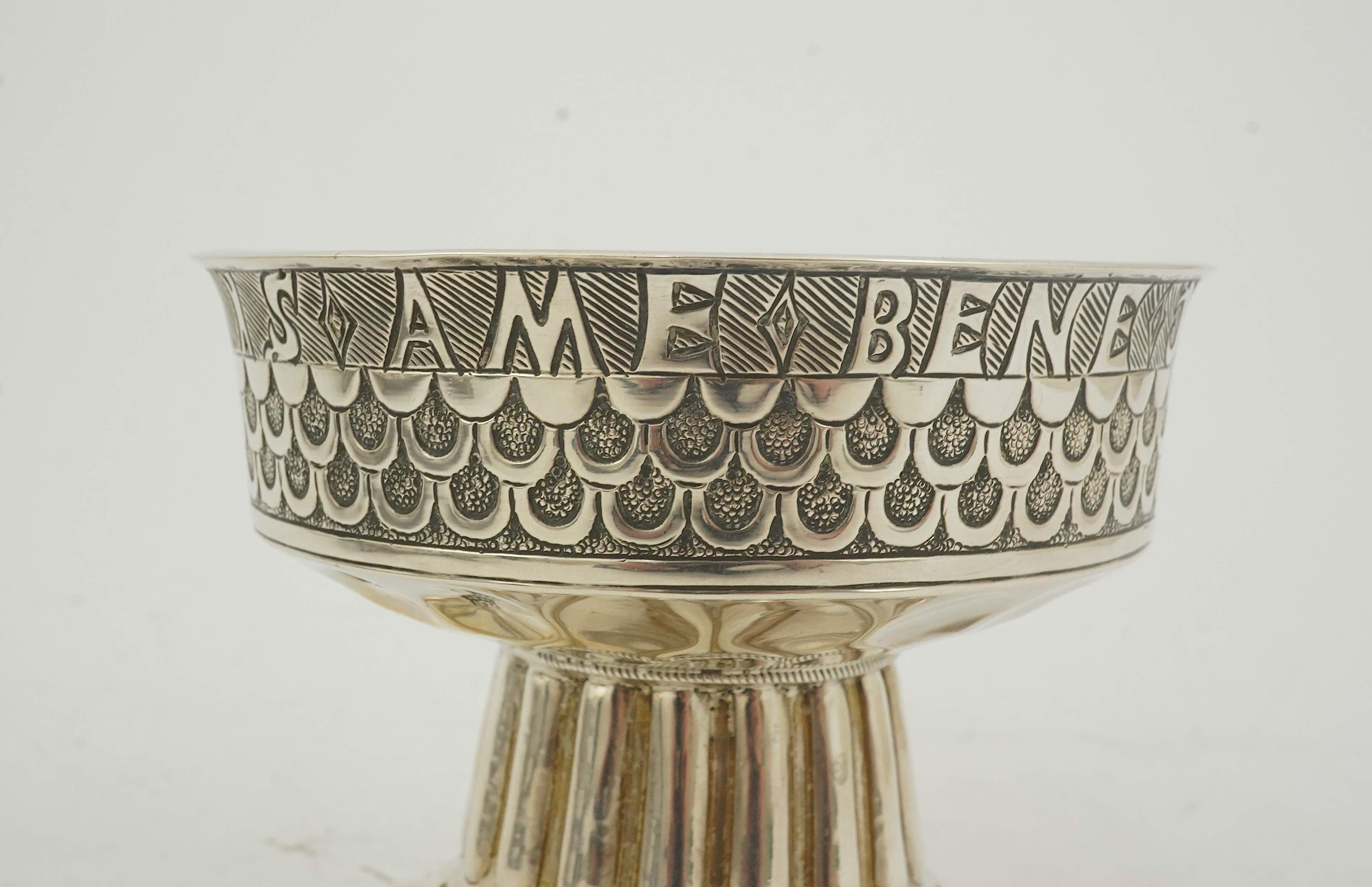 An Edwardian embossed silver replica model of the 16th century Tudor Cup or Holms Cup, by Nathan & Hayes